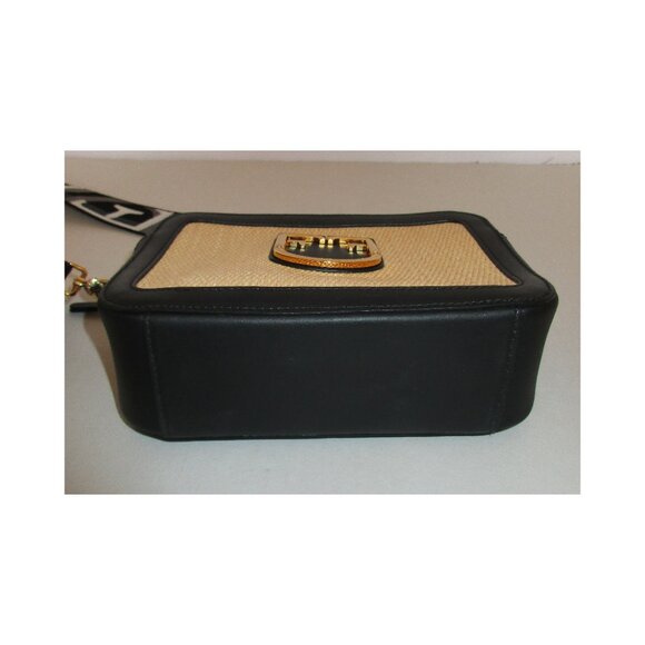 Furla Brava Mini Straw & Black Leather Summer Crossbody Shoulder Bag NWOT - Picture 7 of 11